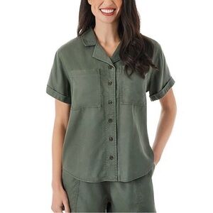 Member's Mark Women's Tencel Camp Shirt Olive Green New Size Large